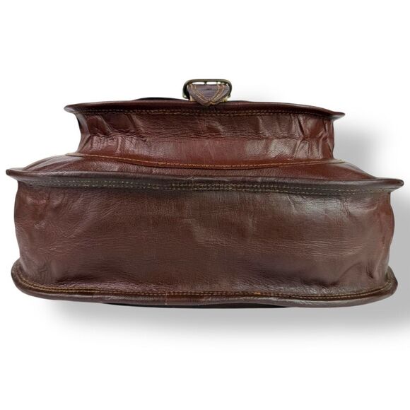 Vintage Distressed Handmade Rugged Rustic Saddle Bag Crossbody Buffalo Leather - Picture 7 of 13